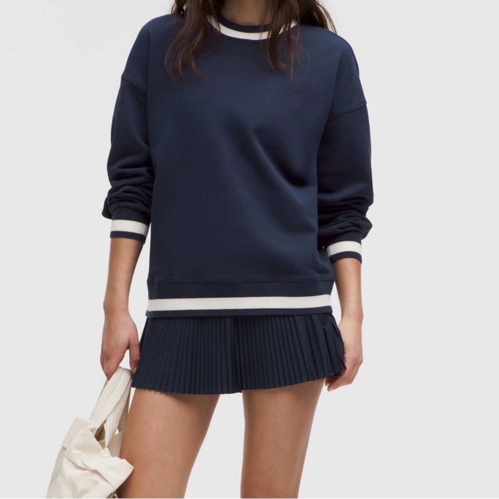 Lululemon Perfectly Oversized Ringer Crew Neck Navy Sweatshirt